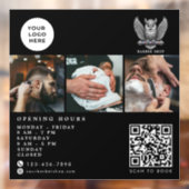 Elegante Kapperzaak Zilveren Uil QR-code Logo Raamsticker (Vel 2)