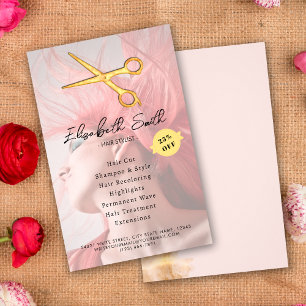 Elegante Kapsalon Haar Gouden Scharen Chic Roze Flyer