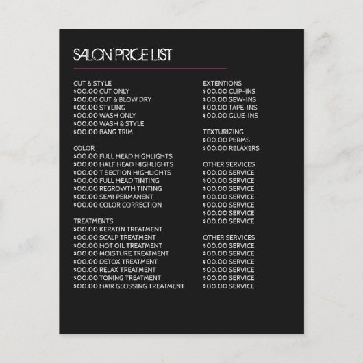 Elegante kapsel, kapper, kapsalon flyer (Achterkant)