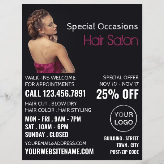 Elegante kapsels, kapper, kapsalon flyer (Voorkant)