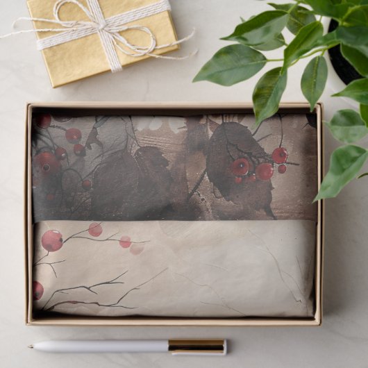 Elegante kardinaal en bessen Decoupage Tissuepapier (Geschenk)