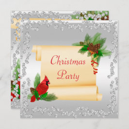 Elegante Kardinaal & Scroll Diamonds Kerstmis Kaart