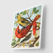 Elegante Kardinaalvogels Vierkante Klok (Hoek)