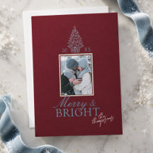 Elegante Karmozijn & Poederblauw Kerst Foto