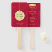 Elegante karmozijnrode gouden luxe royale programm handwaaier (Voorkant en achterkant)