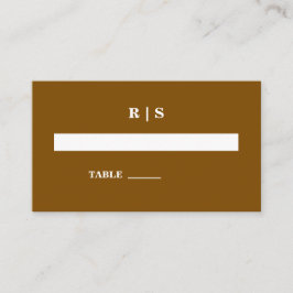 Elegante Kastanje Bruin Monogram Trouwplaats Kaart Plaatskaartje