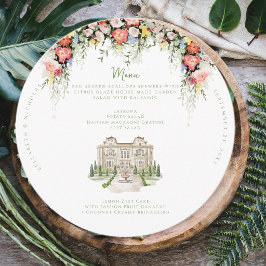 Elegante Kasteel Bloemrijke Trouwmenu Menu