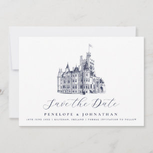 Elegante Kasteel Illustratie Bestemming Huwelijk Save The Date