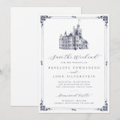 Elegante Kasteelgrens Weekend Bruiloft Save The Date (Voorkant / Achterkant)