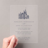 Elegante  Kasteelillustratie Bruiloft Acryl Uitnodigingen (Insitu (Draagbaar))