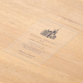 Elegante  Kasteelillustratie Bruiloft Acryl Uitnodigingen (Laagn)