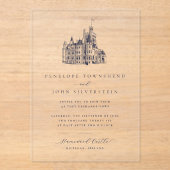 Elegante  Kasteelillustratie Bruiloft Acryl Uitnodigingen (Voorkant)