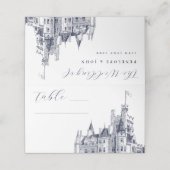 Elegante  Kasteelillustratie Bruiloft Plaatskaartje (Buitenkant ongevouwen)