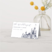 Elegante  Kasteelillustratie Bruiloft Plaatskaartje (Achterkant)