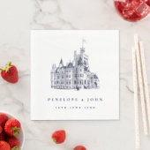 Elegante Kasteelillustratie Bruiloft Servet (Insitu)