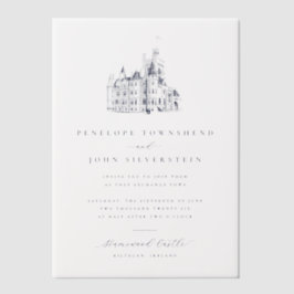 Elegante  Kasteelillustratie Bruiloft Vellum Uitnodigingen