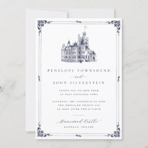 Elegante  kasteelillustratie Grens bruiloft Kaart