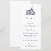 Elegante Kasteeltekening Bestemming Huwelijk  Menu (Voorkant / Achterkant)