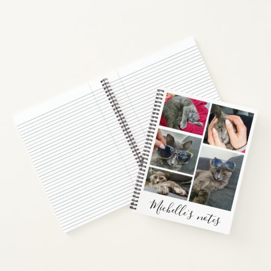 Elegante kat 5 foto's Collage gepersonaliseerd Notitieboek (Binnen)