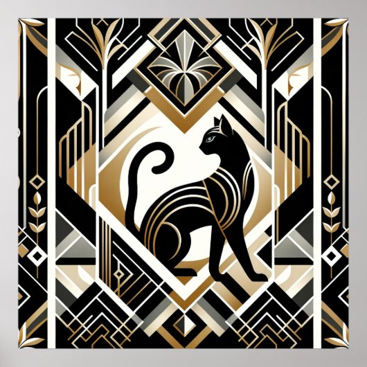 Elegante kat Art Deco liefhebbers Poster (Voorkant)