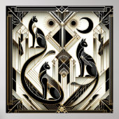 Elegante kat Art Deco liefhebbers Poster (Voorkant)
