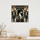Elegante kat Art Deco liefhebbers Poster (Keuken)