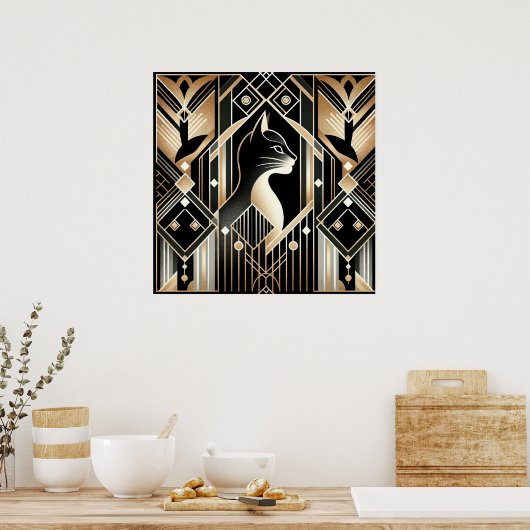 Elegante kat Art Deco liefhebbers Poster (Keuken)
