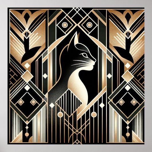 Elegante kat Art Deco liefhebbers Poster (Voorkant)