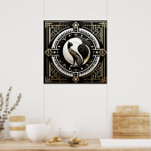 Elegante kat Art Deco liefhebbers Poster (Keuken)