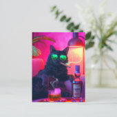 Elegante kat drinkt whiskey | Grappige bar Briefkaart (Staand voorkant)