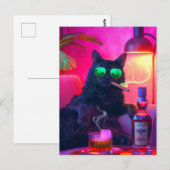 Elegante kat drinkt whiskey | Grappige bar Briefkaart (Voorkant / Achterkant)