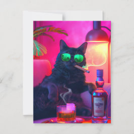 Elegante kat drinkt whiskey | Grappige bar Briefkaart