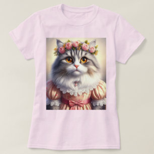 Elegante kat in roze Victoriaanse jurk