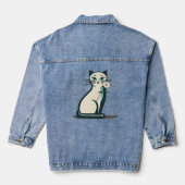 Elegante kat met Delicate Bloem Denim Jacket (Achterkant)