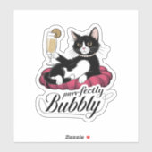 Elegante kat met Franse 75 cocktail – Classy & Sas Sticker (Vel)