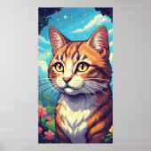 Elegante kat met sprankelende gouden ogen poster (Voorkant)