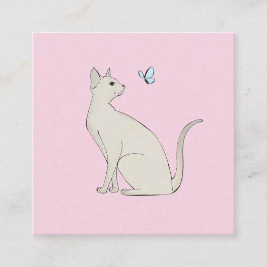 Elegante kat met vlinder informatiekaartje (Voorkant)