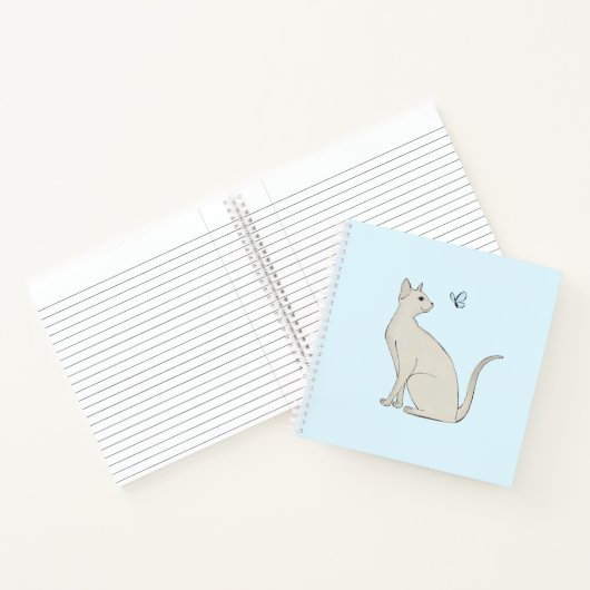 Elegante kat met vlinder notitieboek (Binnen)
