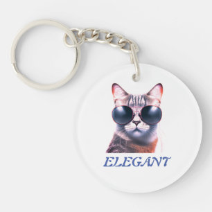 elegante kat met zonnebril Acrylaat Sleutelhanger