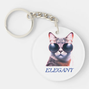 elegante kat met zonnebril Acrylische Sleutelhange Sleutelhanger