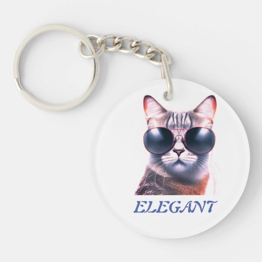 elegante kat met zonnebril Acrylische Sleutelhange Sleutelhanger (Voorkant)
