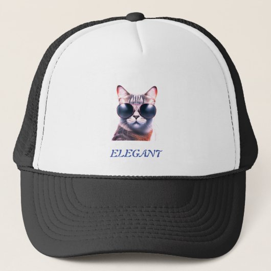 elegante kat met zonnebril Trucker Hat / pet (Voorkant)