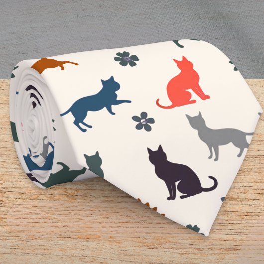 Elegante kat Silhouet Dierenpatroon Stropdas