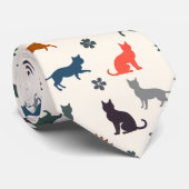 Elegante kat Silhouet Dierenpatroon Stropdas (Opgerold)
