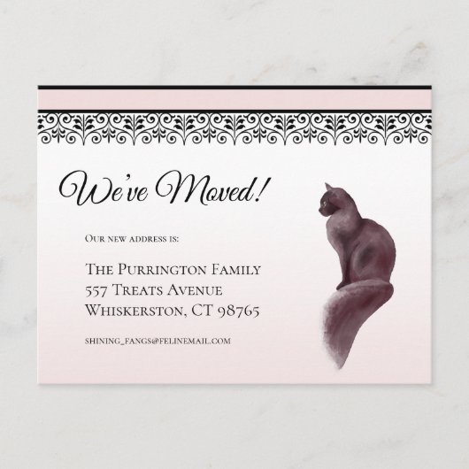 Elegante kat We hebben roze adreswijziging verplaa Briefkaart (Voorkant)