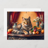 Elegante katachtige in het stilleven van fruit briefkaart (Voorkant / Achterkant)