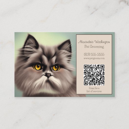 Elegante katachtige met QR-code Visitekaartje (Voorkant)