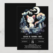 Elegante katachtige verjaardag kaart (Voorkant / Achterkant)