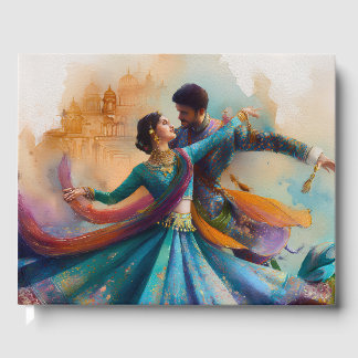 ✨Elegante Kathak koppel dans watercolor kunstwerk Gastenboek