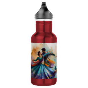 ✨Elegante Kathak koppel dans watercolor kunstwerk Waterfles